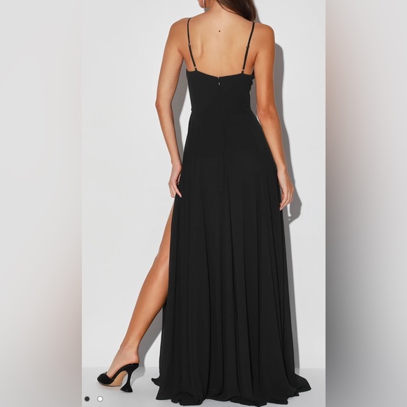 NWOT Lulus Cause for Commotion Black Pleated Bustier Maxi Dress - Picture 4 of 10